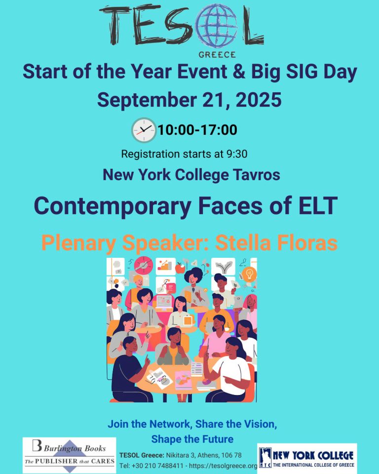 TESOL Start of the year event & Big SIG Day “Contemporary Faces of ELT”, 21/9, 00-18.00